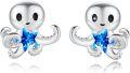 wholesale 925 Sterling Silver Blue Crystal Starfish Octopus Stud Earrings Sea Life s for Her-0-0