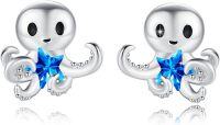 wholesale 925 Sterling Silver Blue Crystal Starfish Octopus Stud Earrings Sea Life s for Her-Blue