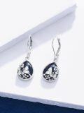 wholesale 925 Sterling Silver Black Onyx Butterfly Filigree Teardrop Dangle Earrings-0-1