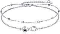 wholesale 925 Sterling Silver Infinity Love Paw Print Charm Anklet for Women's Gifts-Infinity Paw