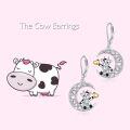 wholesale 925 Sterling Silver Cow Heart Crescent Moon Leverback Drop Earrings-0-1