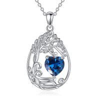 wholesale 925 Sterling Silver Heart Pendant Necklace Wholesale Gold Plated-09-Sep-Sapphire