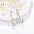 wholesale 925 Sterling Silver Daisy Flower Hoop Earrings 14mm with Anti-Allergic Design for Women, Ideal Gift for Christmas Birthdays Anniversaries-0-1