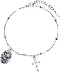 wholesale 925 Sterling Silver Virgin Mary & Cross Charm Bracelet for Women Girls Catholic Faith Gift Jewelry-Saint Jude