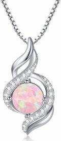 wholesale Sterling Silver 7 Color Opal Infinity Swirl Pendant Necklace (18 +2 )-0-0