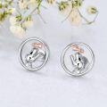 wholesale 925 Sterling Silver Dinosaur Girl Stud Hoop Earrings-0-1