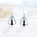 wholesale 925 Sterling Silver Hypoallergenic Cat Soccer Moon Witch Black Dangle Earrings for Women-0-5