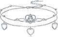 wholesale 925 Sterling Silver Open Heart Charm Ankle Anklet with Celtic Knot and Evil Eye Pendant - Adjustable Size s for Women-0-0