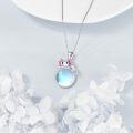 wholesale 925 Sterling Silver Moonstone Axolotl Pendant Necklace with Pink and Purple Accents-0-3