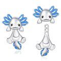 wholesale 925 Sterling Silver Axolotl Stud Earrings for Women - Blue Enamel Accents-0-0