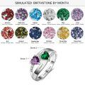 TOUPOP Sterling Silver Simulated Birthstones Personalized Mother Rings-0-2