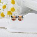 wholesale 925 Sterling Silver Pug Face Red Nose Stud Earrings for Women-0-3