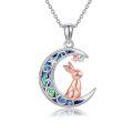 wholesale 925 Sterling Silver Moon Rabbit Necklace With Abalone Shell-0-0