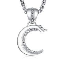 wholesale 925 Sterling Silver Crescent Moon Pendant Necklace Wholesale For Women-Letter-C