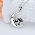 wholesale 925 Sterling Silver Moon & Mushrooms Pendant Necklace for Women Girls Gifts Jewelry Accessories-0-3
