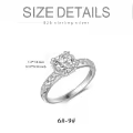 TOUPOP Sterling Silver 1 Carat Moissanite Round Cut Diamond Ring-0-2