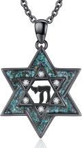 wholesale 925 Sterling Silver & Black Turquoise Star of David Pendant Necklace - Jewish  for Women-0-0