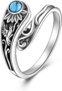wholesale 925 Sterling Silver Boho Adjustable Vintage Spoon Ring Thumb Ring Statement Jewelry Gift for Women-Hummingbird