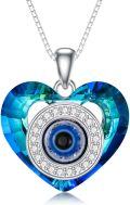 wholesale TOUPOP Evil Eye Necklace For Women - Sterling Silver Crystal Pendant With Heart - Fashion Jewelry Gifts -0-0