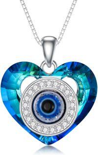 wholesale TOUPOP Evil Eye Necklace For Women - Sterling Silver Crystal Pendant With Heart - Fashion Jewelry Gifts -undefined