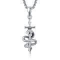 wholesale 925 Sterling Silver Snake Sword Cross Pendant Necklace  for Men & Women Gothic Religious Jewelry Baptism Gift-0-0
