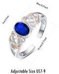 wholesale S925 Sterling Silver 18K Gold Plated September Birthstone Ring - Handmade Adjustable Sapphire Jewelry for Women, Gift Box Included-0-5