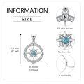wholesale 925 Sterling Silver Compass Pendant Necklace With Turquoise Stone White Gold Plated-0-4