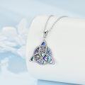 wholesale 925 Sterling Silver Triquetra Trinity Knot with Opal Stone and Pentagram Pendant Necklace for Women Girls  36 Chain Length-0-5