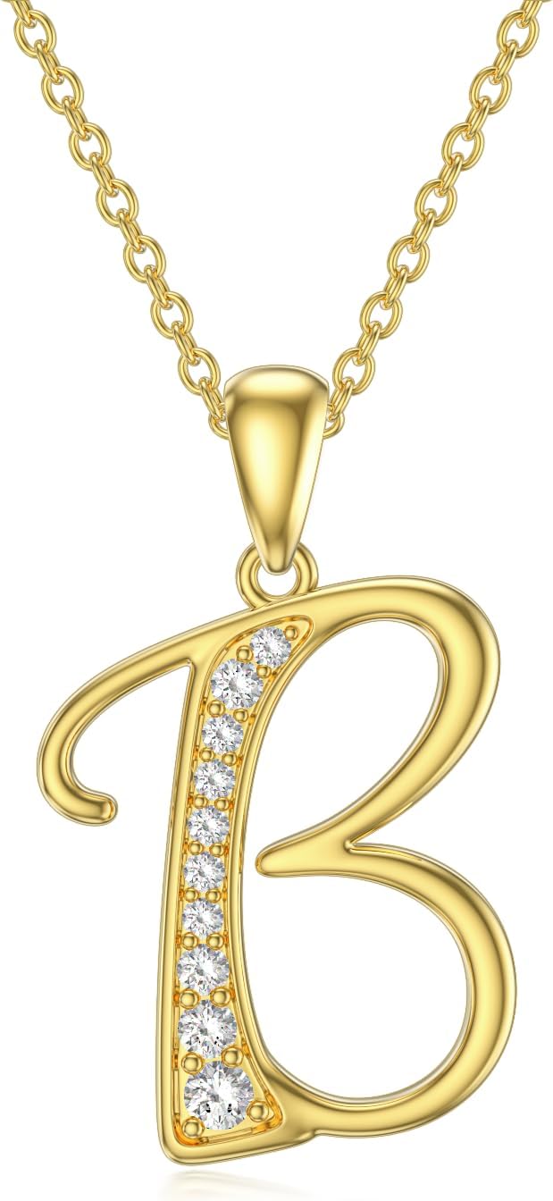 wholesale 14K Gold Moissanite A Z Initial Necklace for Women 16+2 -B