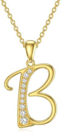 wholesale 14K Gold Moissanite A Z Initial Necklace for Women 16+2 -B
