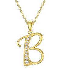 wholesale 14k Yellow Gold Lab Diamond Initial Letter Necklace Wholesale With Chain-B