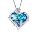 TOUPOP Sterling Silver Crystal Rose Butterfly Heart Pendant Necklace-0-0