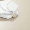 wholesale 18K Gold Plated 925 Sterling Silver Sunflower Pendant Necklace with CZ Stone & Personalized Initial Charm, 0.96 x 0.66-0-3