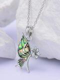wholesale 925 Sterling Silver Abalone Shell Butterfly Flower Pendant Necklace for Women-0-3
