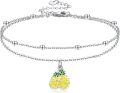 wholesale 925 Sterling Silver Double Layered Pineapple Charm Ankle Bracelet for Women-0-0