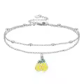 wholesale 925 Sterling Silver Double Layered Pineapple Charm Ankle Bracelet Wholesale for Women-0-0