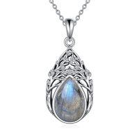 wholesale 925 Sterling Silver Waterdrop Pendant With Blue Flashing Labradorite Gemstone-Labradorite
