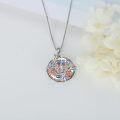 wholesale 925 Sterling Silver Crystal Rose Flower Sisters Circle Pendant Necklace-0-3
