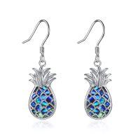 wholesale 925 Sterling Silver Abalone Shell Pineapple Drop Earrings Yoga Jewelry-Pineapple earrings