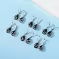 TOUPOP Sterling Silver Black Onyx Daisy Hibiscus Lotus Rose Peony Sunflower Dangle Earrings-0-4