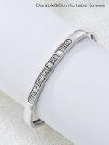 wholesale Sterling Silver Poiuy Inspirational Strength Mantra Cuff Bracelet Set-0-21