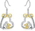 wholesale 925 Sterling Silver Infinity Heart Bunny Love Drop Earrings-0-0