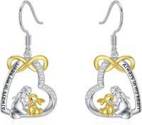 wholesale 925 Sterling Silver Infinity Heart Bunny Love Drop Earrings-Silver