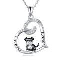 wholesale 925 Sterling Silver Crystal Dog in Heart Pendant Necklace for Women - Pet Lovers' s-0-0