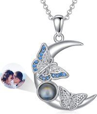 wholesale 925 Sterling Silver Moon Butterfly Projection Pendant - Romantic Gift for Her-K-Dragonfly+photo