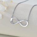 wholesale 925 Sterling Silver Infinity Pendant with Single Cubic Zirconia Accent - 18 Chain + Extender-0-4