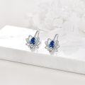 wholesale TOUPOP Lotus Leverback Earrings For Women Sterling Silver Flower Earrings Lotus Dangle Drop Earrings With Created Sapphire Lotus Jewelry Lotus Gifts For Christmas Birthday -0-4