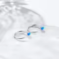 TOUPOP Sterling Silver Created Opal Ear Half Cuff Threader Huggie Hoop S925 Cz Earrings-0-3