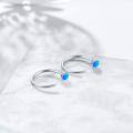 TOUPOP Sterling Silver Created Opal Ear Half Cuff Threader Huggie Hoop S925 Cz Earrings-0-3