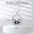 wholesale 925 Sterling Silver Double Pandas Bamboo Circle Pendant Necklace Gift for Women Girls Mother's Day Jewelry-0-1